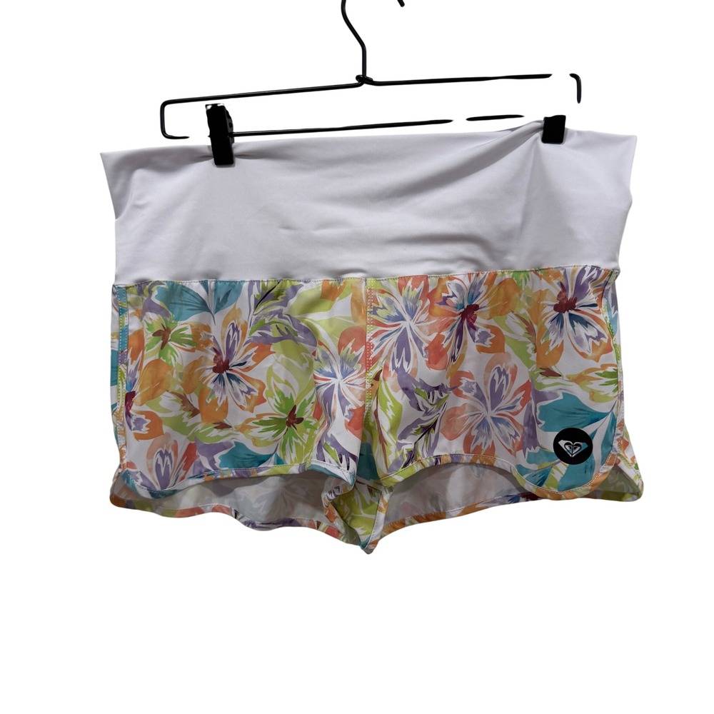 Roxy Womens XL Floral Tropical Board Shorts White Orange Purple ARJBS03138